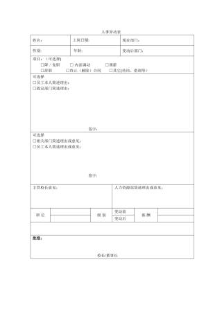 人事异动表-范本