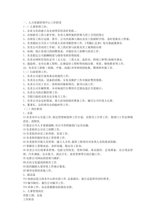 人事行政岗位管理规章制度