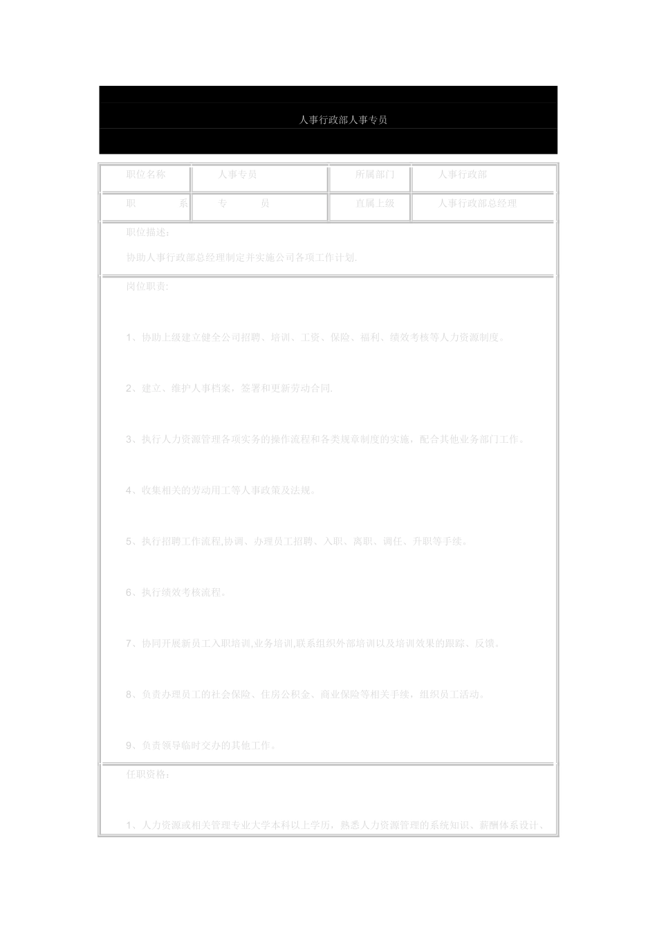 人事行政部岗位职责2883268099_第2页
