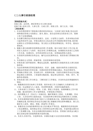 人事行政部岗位职责说明