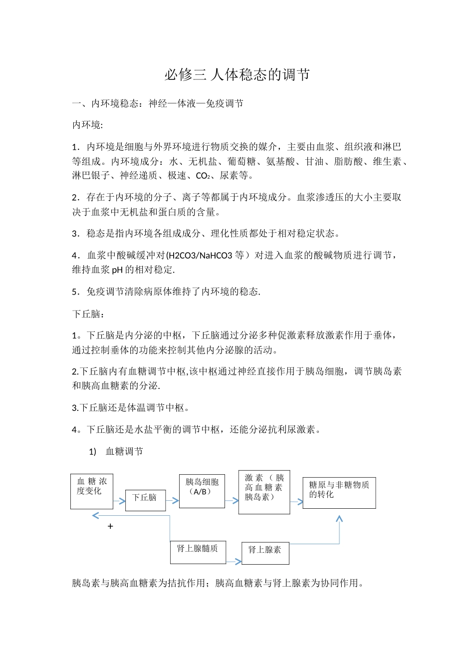 人体稳态的调节知识点总结_第1页