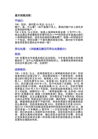 人保车险电话销售续保话术