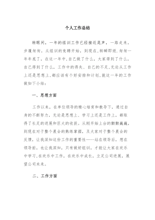 人保财险组训个人工作总结