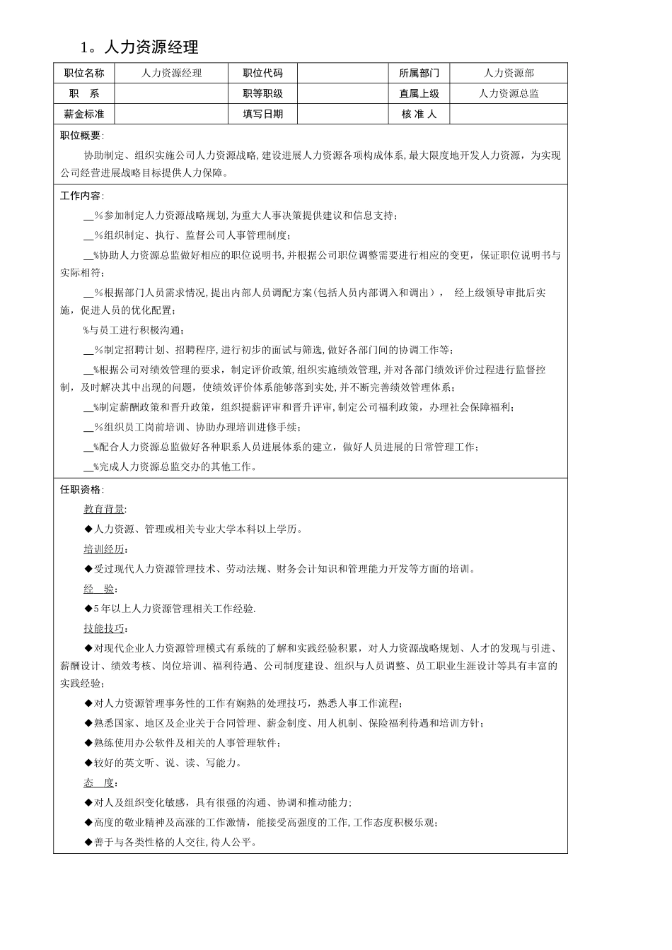 人力中心全岗位说明书_第3页
