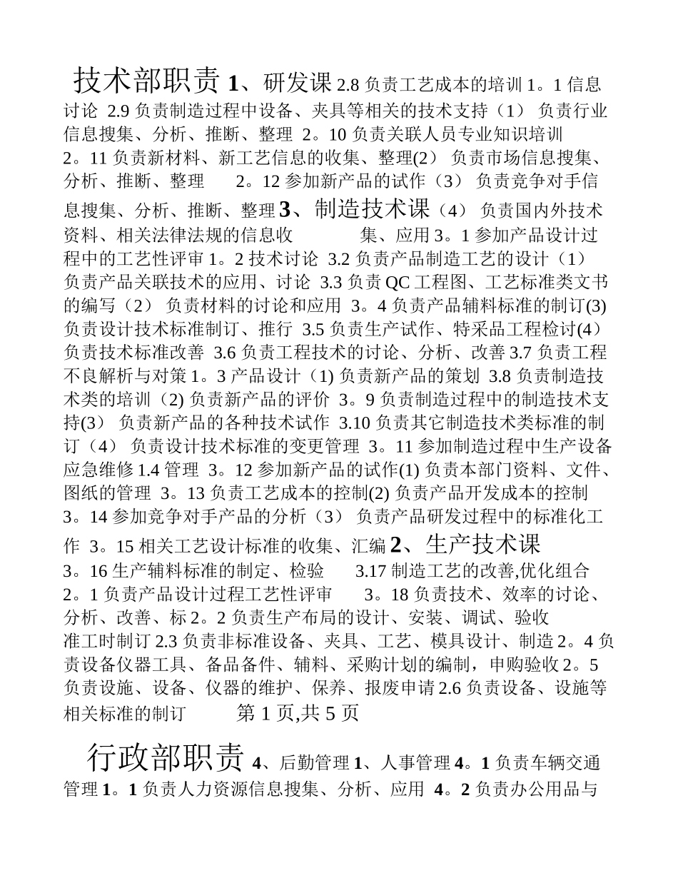 人力资源-人事-HR报表大全40-各部门工作职责大全_第1页