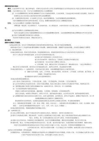 人力资源2级应试复习学习笔记-薪酬管理