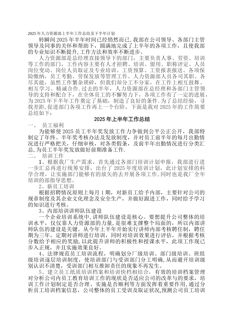 人力资源上半年工作总结及下半年工作计划_第1页