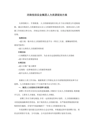 人力资源五年规划