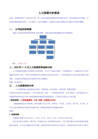 人力资源分析报告最全模板
