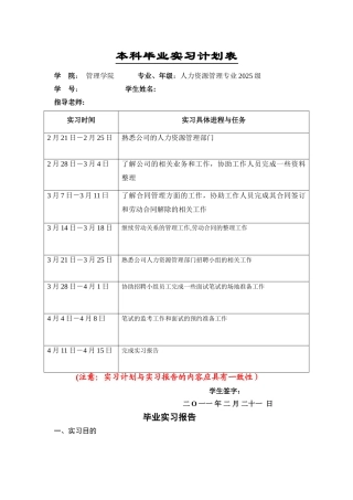 人力资源实习报告