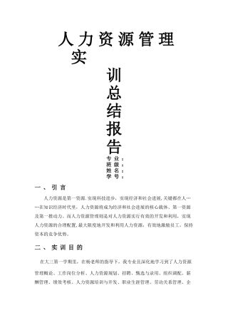 人力资源实训总结报告