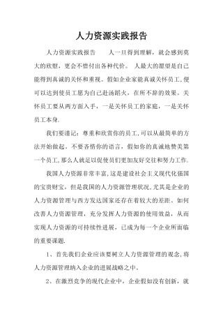 人力资源实践报告