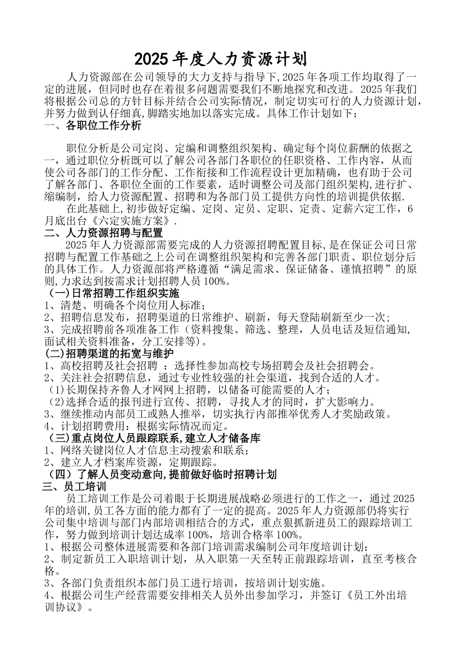 人力资源工作计划DOC_第1页