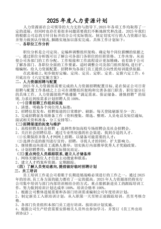 人力资源工作计划DOC