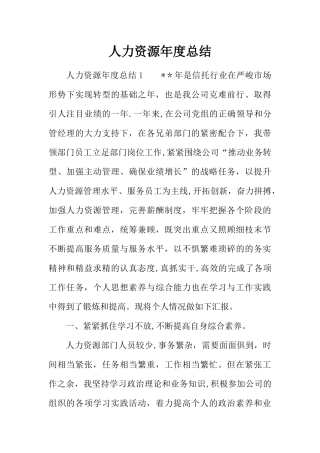 人力资源年度总结