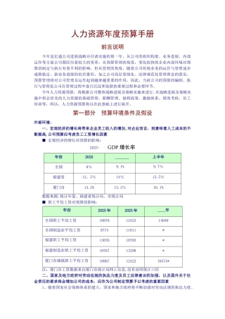 人力资源年度预算手册