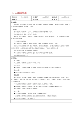 人力资源总监岗位职责说明书