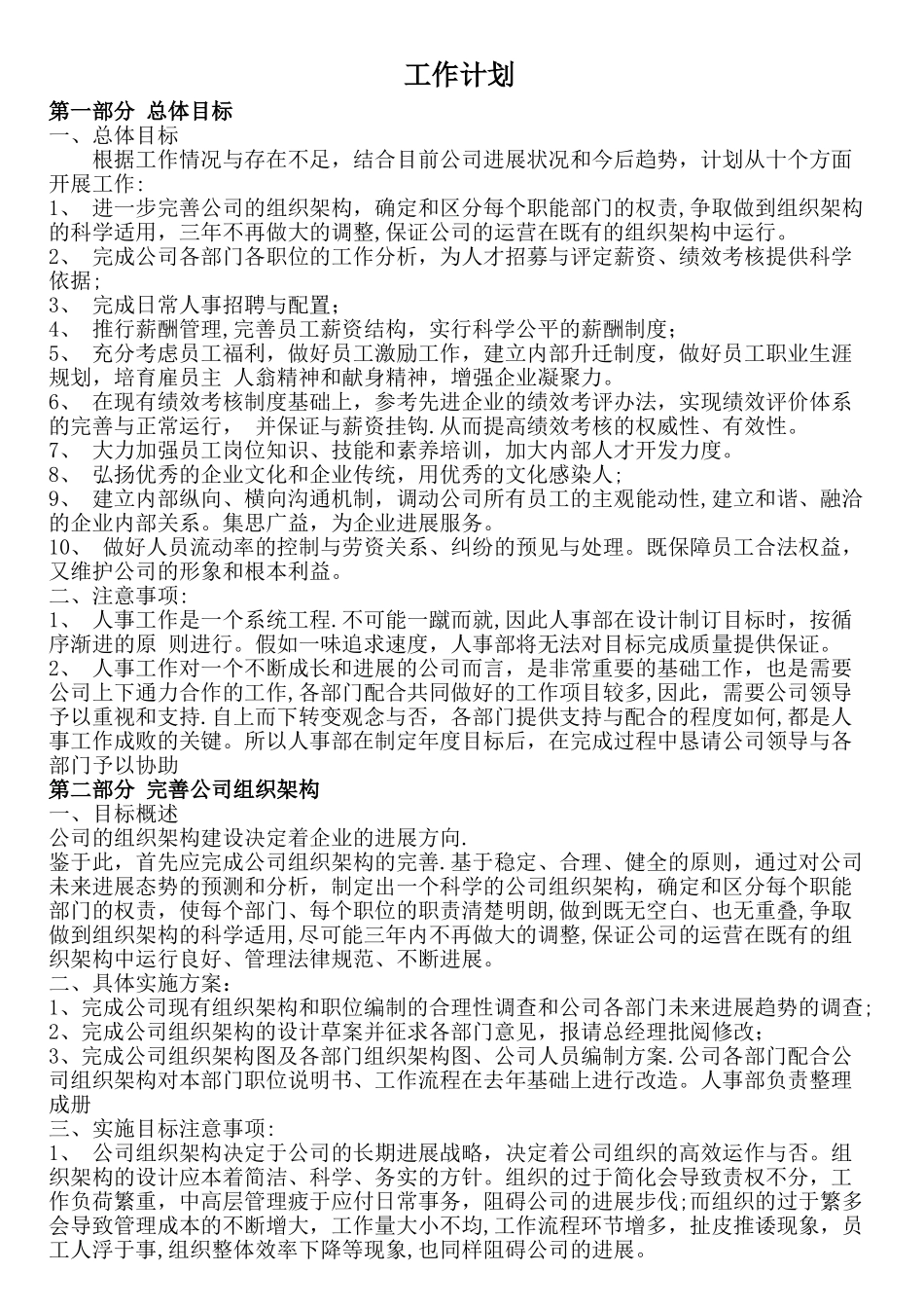 人力资源总监工作计划_第1页