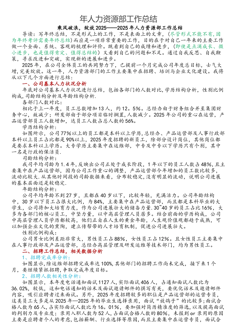 人力资源总结报告_第1页