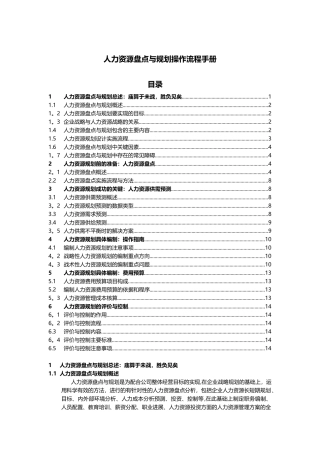 人力资源盘点与规划操作流程手册