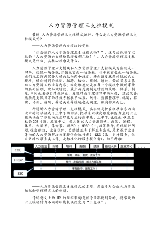 人力资源管理三支柱模式