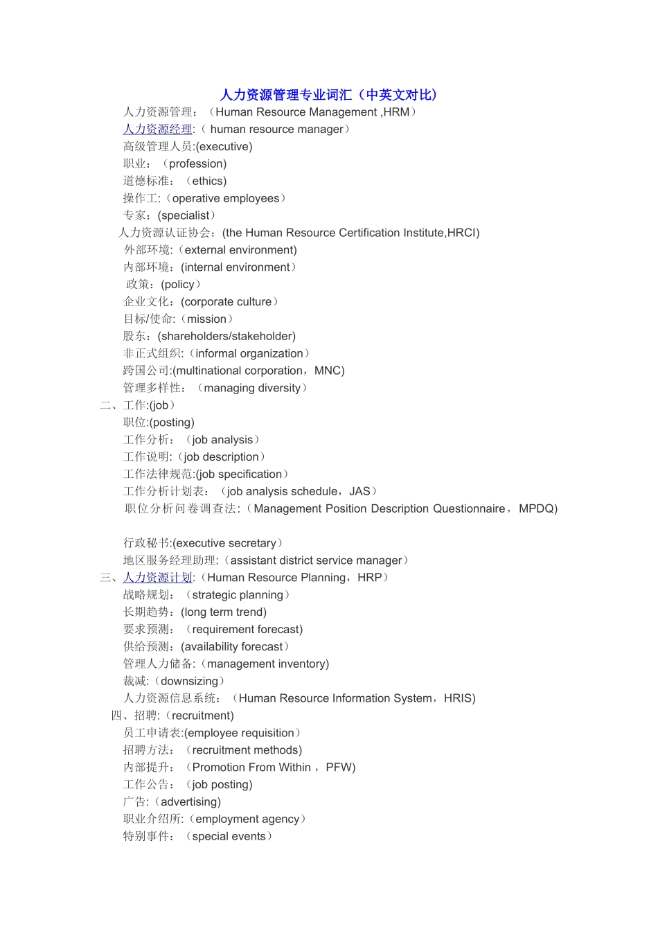 人力资源管理专业词汇.._第1页
