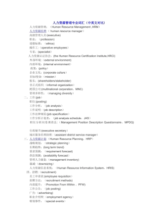 人力资源管理专业词汇..
