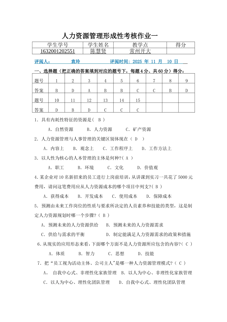 人力资源管理作业一_第1页