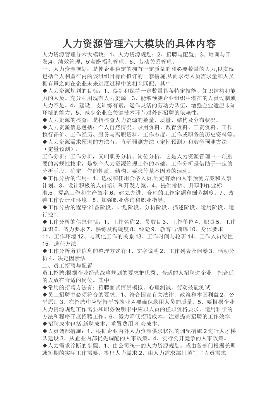 人力资源管理六大模块的具体内容_第1页
