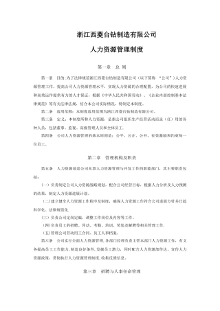 人力资源管理制度一家公司