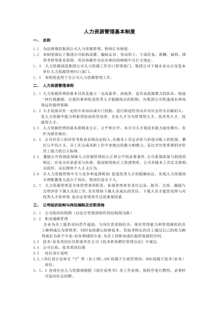 人力资源管理基本制度