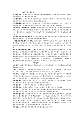 人力资源管理复习资料