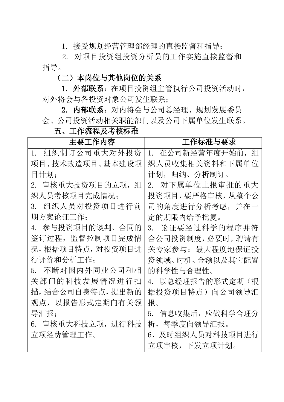 投资管理业务主管工作说明书_第2页