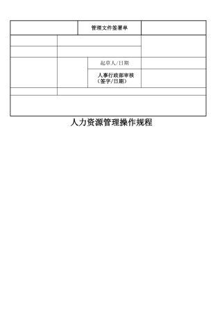 人力资源管理操作规程