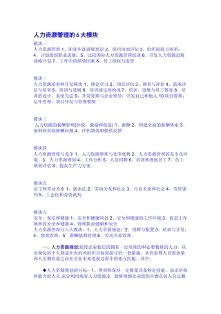 人力资源管理的6大模块