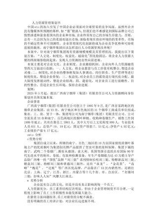 人力资源管理策划书