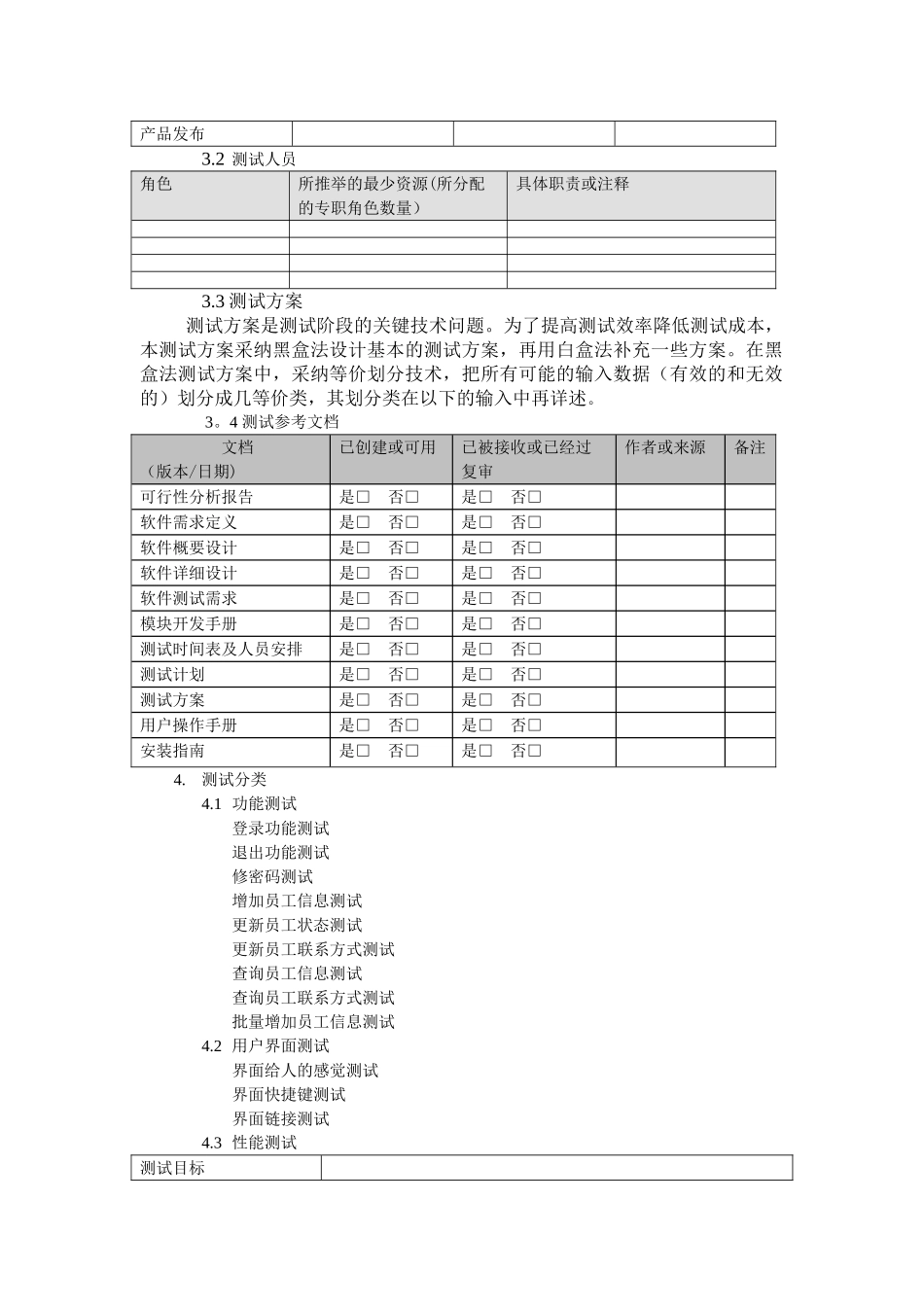 人力资源管理管理系统测试计划._第2页