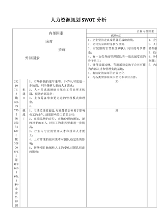 人力资源规划SWOT分析