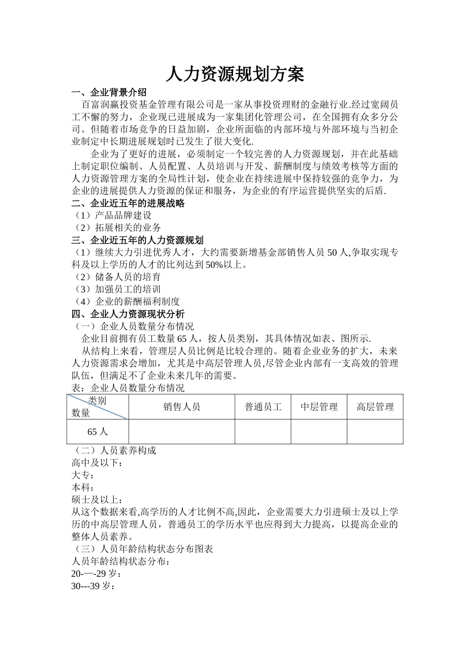 人力资源规划书_第1页