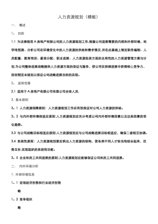 人力资源规划报告