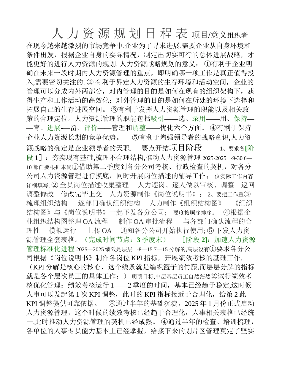 人力资源规划日程表_第1页