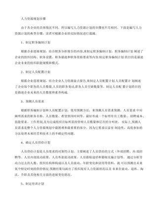 人力资源规划步骤
