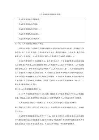 人力资源规划系统基础建设