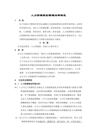 人力资源规划管理规范