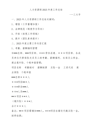 人力资源部2025年度年终总结