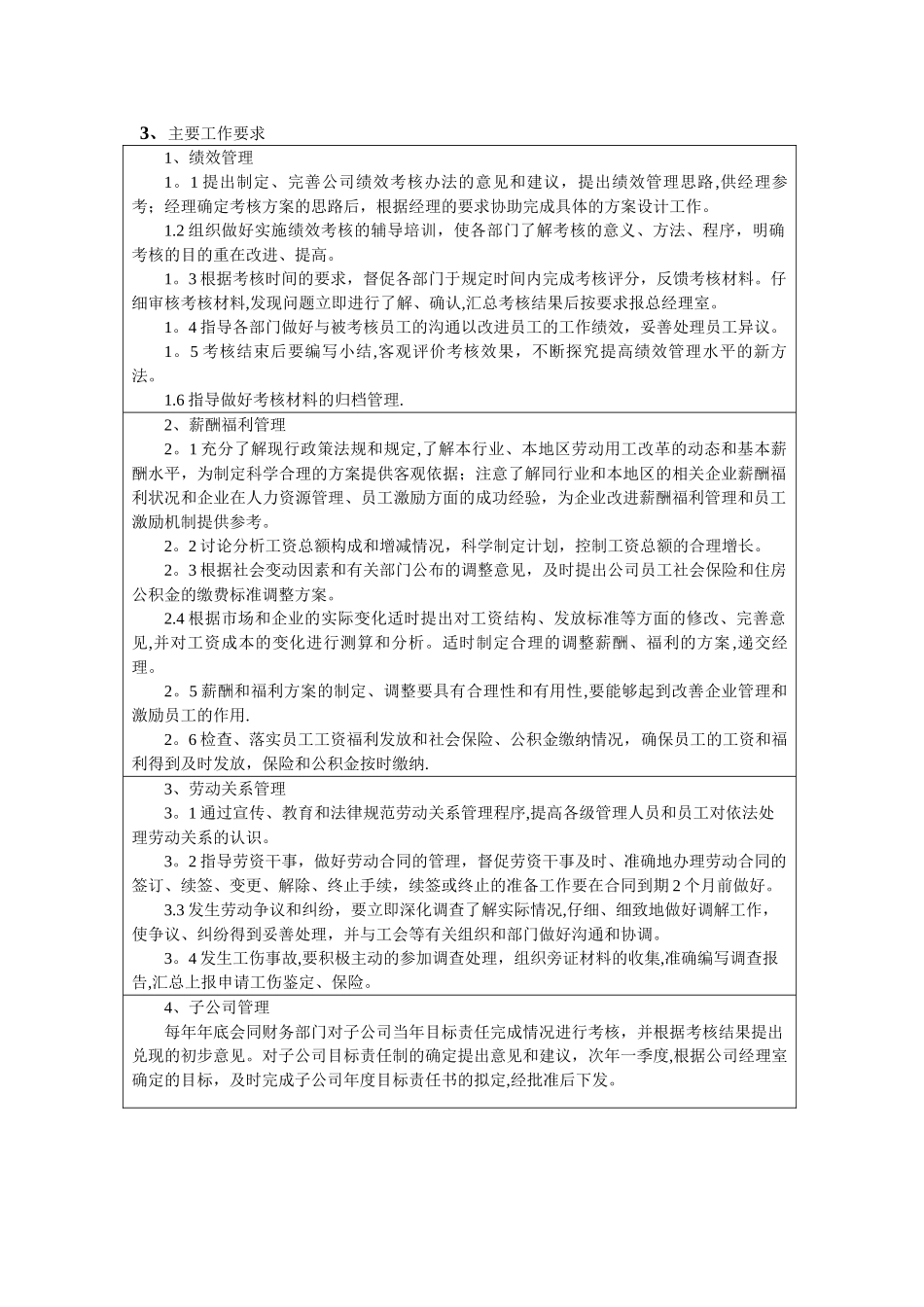 人力资源部副经理岗位任务说明书_第2页