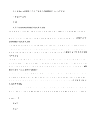 人力资源部岗位任务绩效考核指标库..