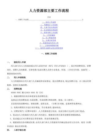 人力资源部工作流程