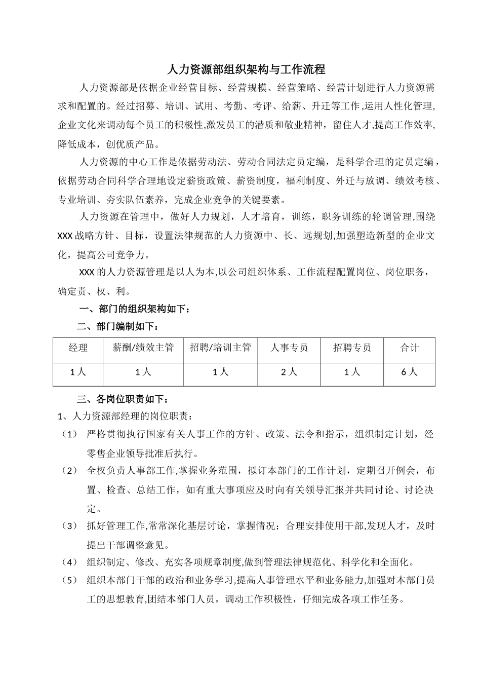 人力资源部组织架构与工作流程_第1页