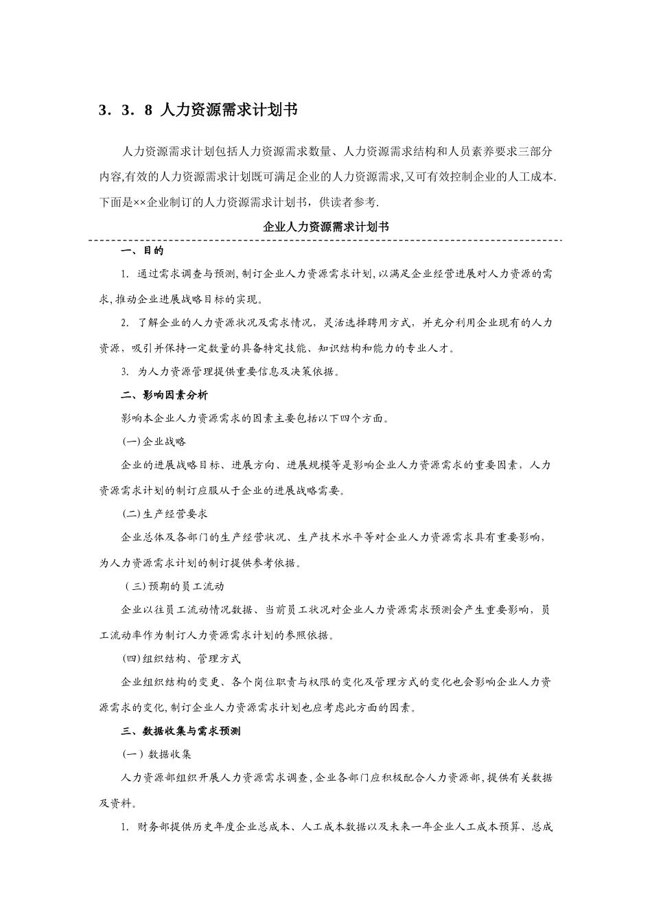 人力资源需求计划书_第1页